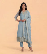 Grey Georgette Festive Anarkali Set -RC5659