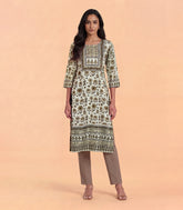 Grey Floral Printed Kurta-KR0878