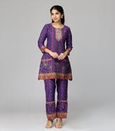 Violet Printed Kurta Set-CO5003
