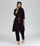 Deep Purple Embroidered Co-Ord Set-CO5009
