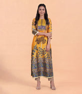 Yellow Kalamkari Printed Kurta-KR0881
