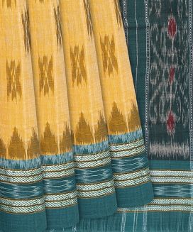 Sandal Handloom Orissa Cotton Saree With Tie & Dye Motifs
