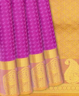 Pink Woven Silk Saree With Triangle Motifs
