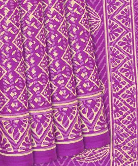 Pink Jaipur Cotton Saree With Printed Diamond Motifs
