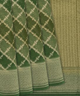 Green Handwoven Chanderi Silk Cotton Saree With Diamond Motifs
