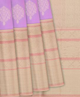 Lavender Woven Silk Saree With Floral Motifs
