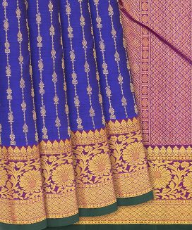 Blue Handloom Kanchipuram Silk Saree With Mango Motifs
