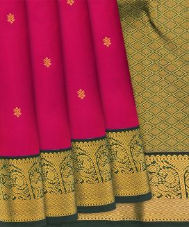 Pink Woven Silk Saree With Floral Motif Buttas

