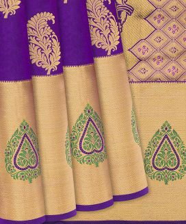 Purple Woven Silk Saree With Mango Motifs
