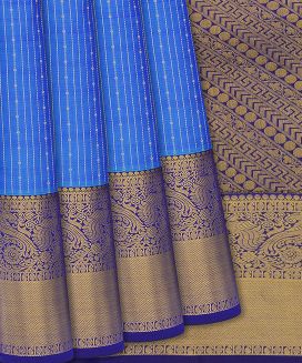 Blue Woven Silk Saree With Zari Stripes
