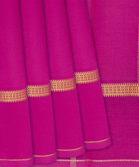 Hot Pink Mysore Plain Crepe Silk Saree With Diamond Motifs
