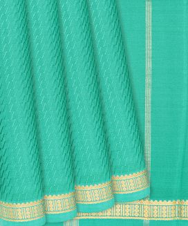 Aquamarine Mysore Crepe Silk Saree With Broken Stripes
