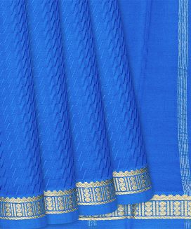 Blue Mysore Crepe Silk Saree With Broken Stripes
