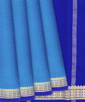 Sky Blue Mysore Crepe Silk Saree With Broken Stripes
