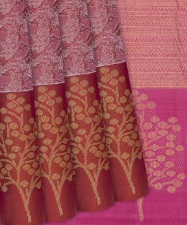 Crimson Handloom Kanchipuram Silk Saree With Abstract Motifs
