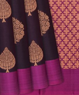 Maroon Handloom Soft Silk Saree With Floral Buttas
