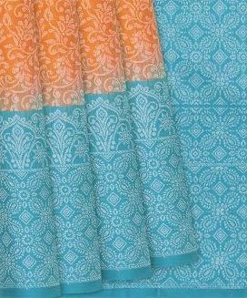 Orange Handloom Soft Silk Saree With Mango Vine Motifs
