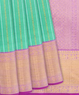 Aquamarine Handloom Kanchipuram Korvai Silk Saree Zari Stripes
