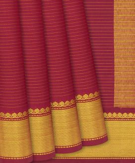Crimson Handloom Kanchipuram Silk Saree With Zari Stripes
