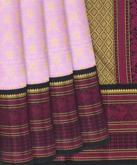 Baby Pink Handloom Kanchipuram Korvai Silk Saree With Floral Jaal Motifs
