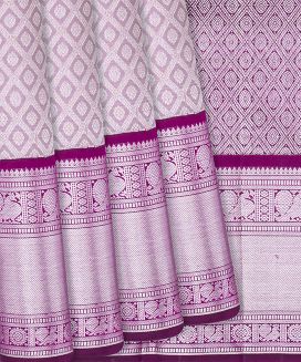 Dusty Pink Handloom Kanchipuram Korvai Silk Saree With Floral Jaal Motifs
