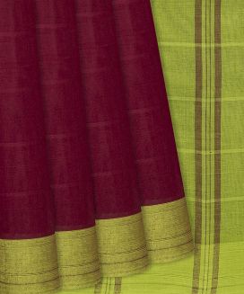 Crimson Handloom Rasipuram Cotton Saree With Stripes
