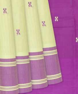 Pista Green Handloom Rasipuram Cotton Saree With Square Buttas
