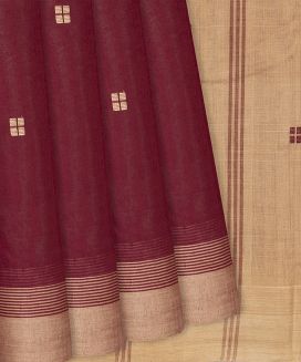 Crimson Handloom Rasipuram Cotton Saree With Square Buttas
