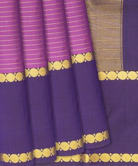 Pink Kanchipuram Silk Saree With Stripes
