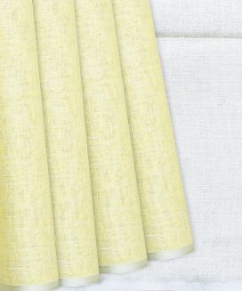 Light Yellow Handloom Cotton Linen Plain Saree
