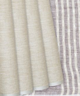 Sandal Handloom Cotton Linen Plain Saree

