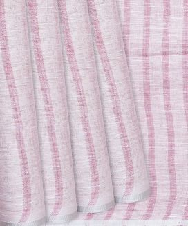 Dusty Pink Handloom Cotton Linen Saree with Stripes