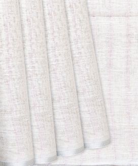 Off White Handloom Cotton Linen Saree with Stripes
