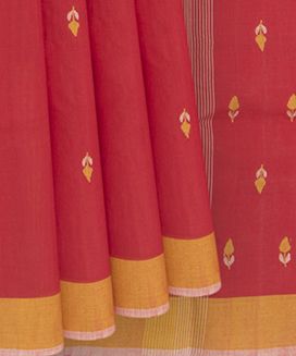 Red Handwoven Uppada Cotton Saree 