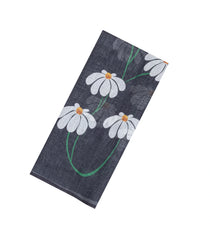 Dark Grey Printed Synthetic Linen Saree With Floral Motifs-SY0078