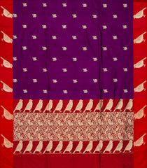 Dark Purple Handloom Banarasi Silk Saree With Bird Buttas -BE1488