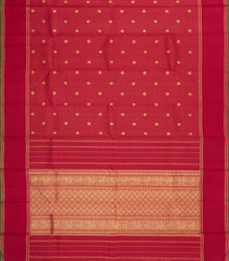 Red Handloom Kanchipuram Silk Saree With Zari Checks & Buttas-KA15736
