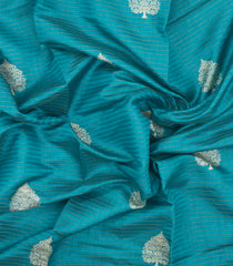 Cyan Printed Synthetic Dola Silk Saree With Zari Stripes & Border-SY0315