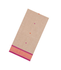 Taupe Handloom Bengal Cotton Saree With Floral Motifs-BG1628