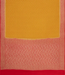 Mustard Handloom Banarasi Khaddi Georgette Silk Saree With Contrast Border-BE1813