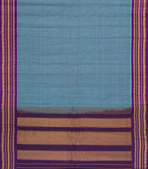 Light Blue Handloom Gadwal Silk Cotton Saree With Stripes-GA0400