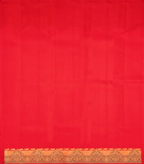 Red Handloom Kanchipuram Silk Saree With Floral Stripes-KA16295