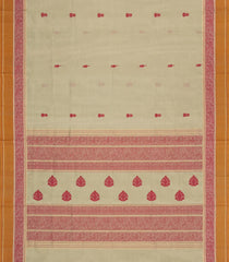 Taupe Handloom Silk Cotton Saree With Buttas-SC4328