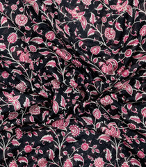 Black Woven Chanderi Cotton Saree With Printed Motifs-CC1700