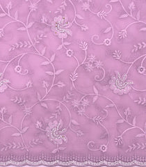 BubbleGum Pink Woven Art Chiffon Saree With Embroidered Floral Motifs-EN1872