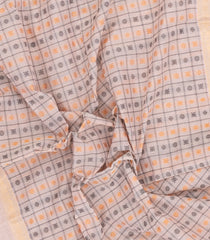 Taupe Handloom Kanchi Cotton Saree With Checks & Buttas-KC1860