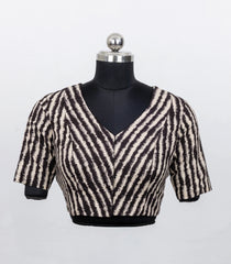 Black Printed Ready Made Blouse With Front & Back High Neck-RB5180