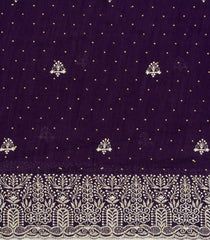 Dark Purple Synthetic Vichitra Zari Embroidery With Stone Work-BL5466