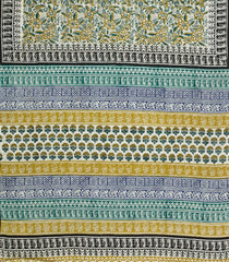 Cream Printed Jaipur Cotton Saree With Floral Motifs-JC1471