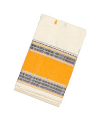 White Handloom Kanchi Cotton Saree With Spear Buttas